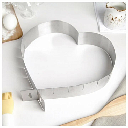 Форма кондитерская "Сердце", с регулируемым размером 14,5 см-26,5 см