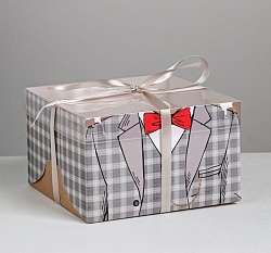 Коробка на 4 капкейка "Настоящему мужчине"